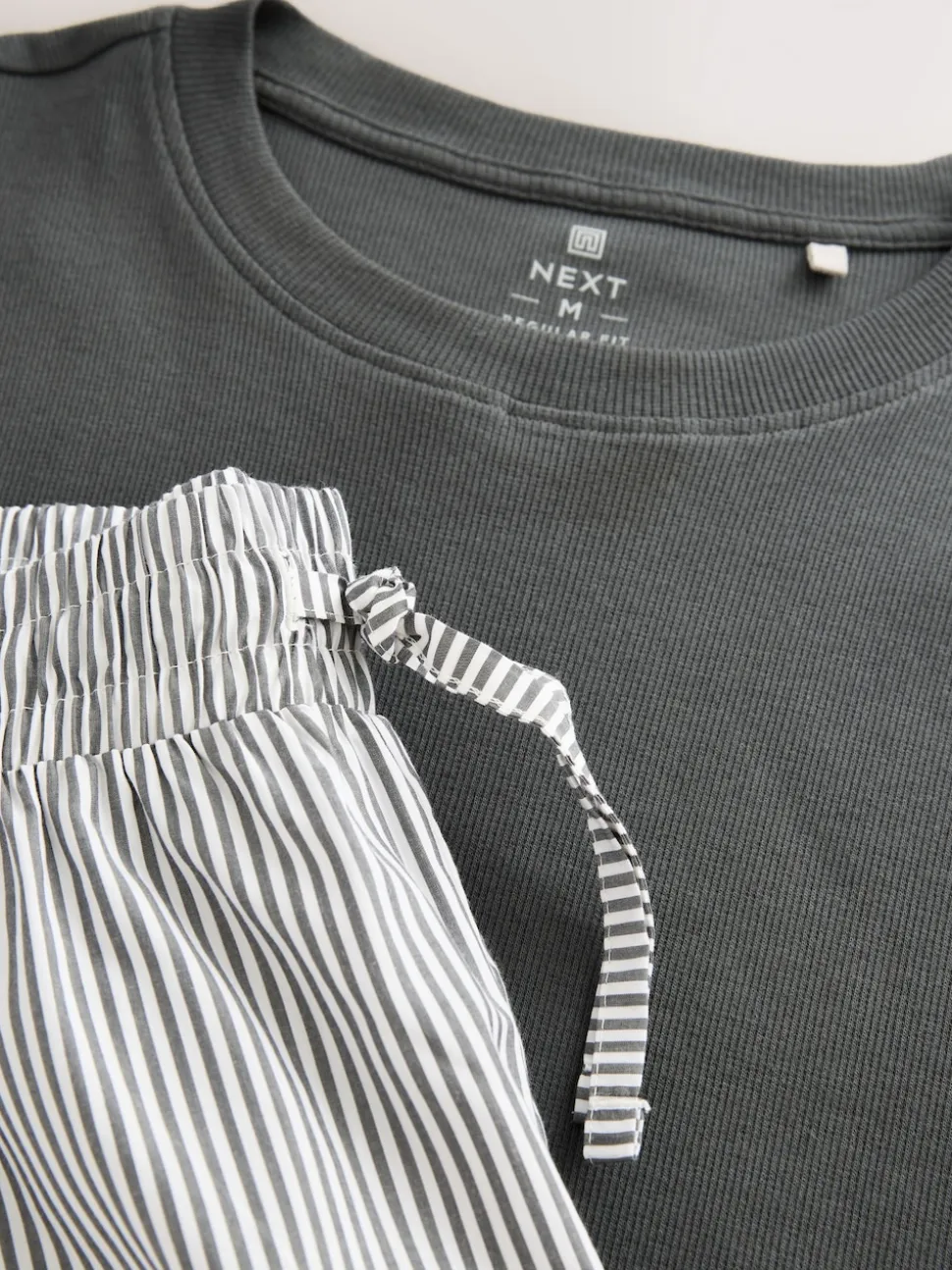 Slate Grey Signature Woven Striped Short Sleeve Pyjamas Set