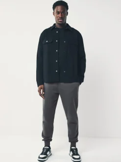 Slate Grey Slim Fit Slim Fit Brushback Heavyweight Joggers