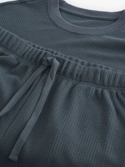 Slate Grey Soft Waffle Long Sleeve Pyjamas Set