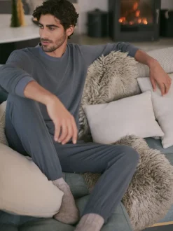 Slate Grey Soft Waffle Long Sleeve Pyjamas Set
