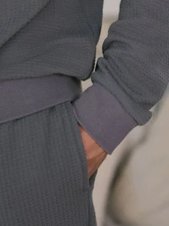 Slate Grey Soft Waffle Long Sleeve Pyjamas Set