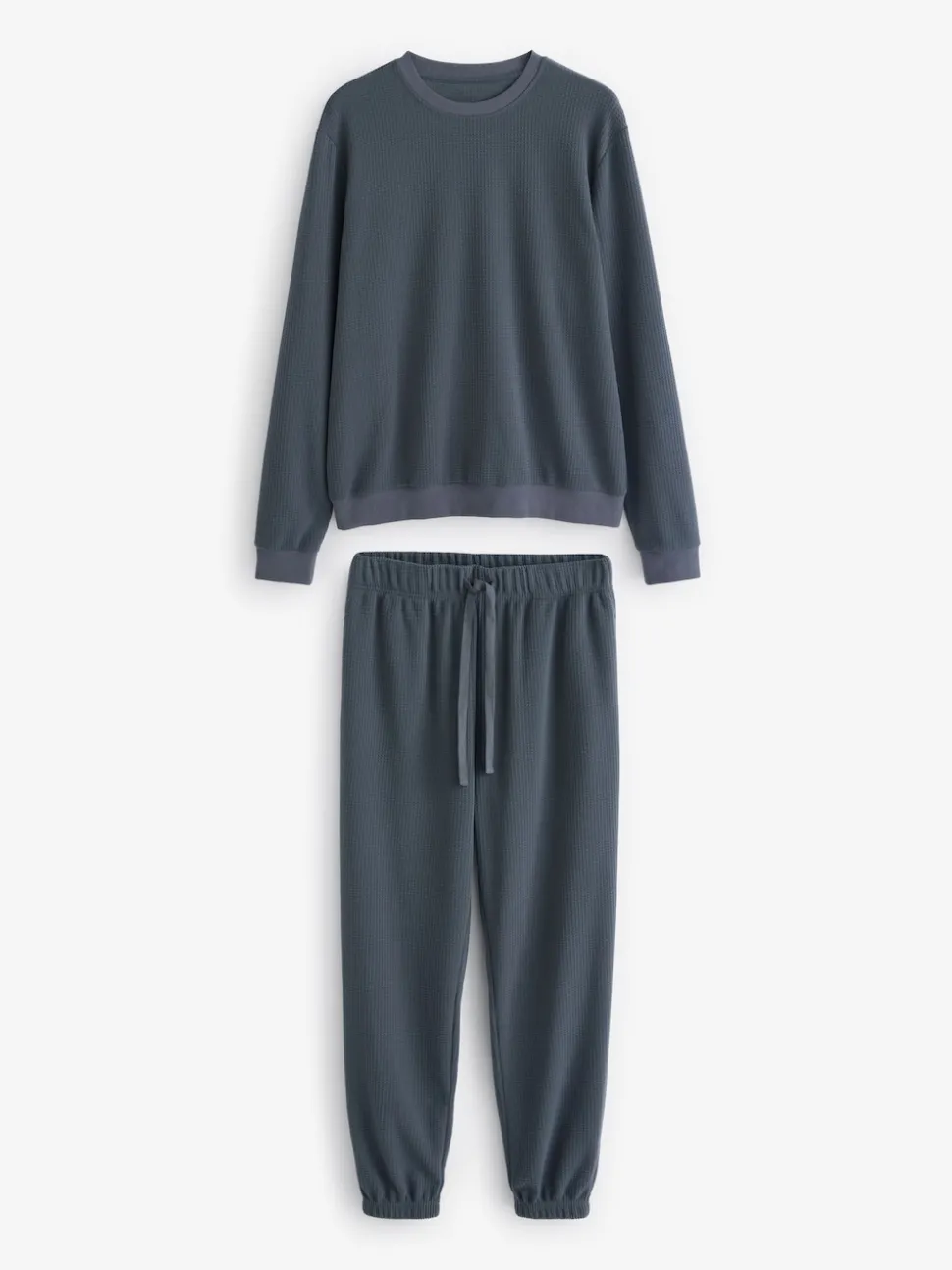 Slate Grey Soft Waffle Long Sleeve Pyjamas Set