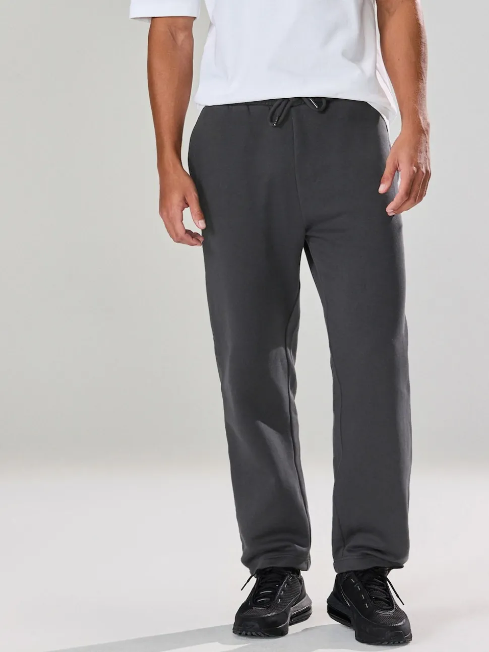 Slate Grey Straight Fit Brushback Heavyweight Joggers