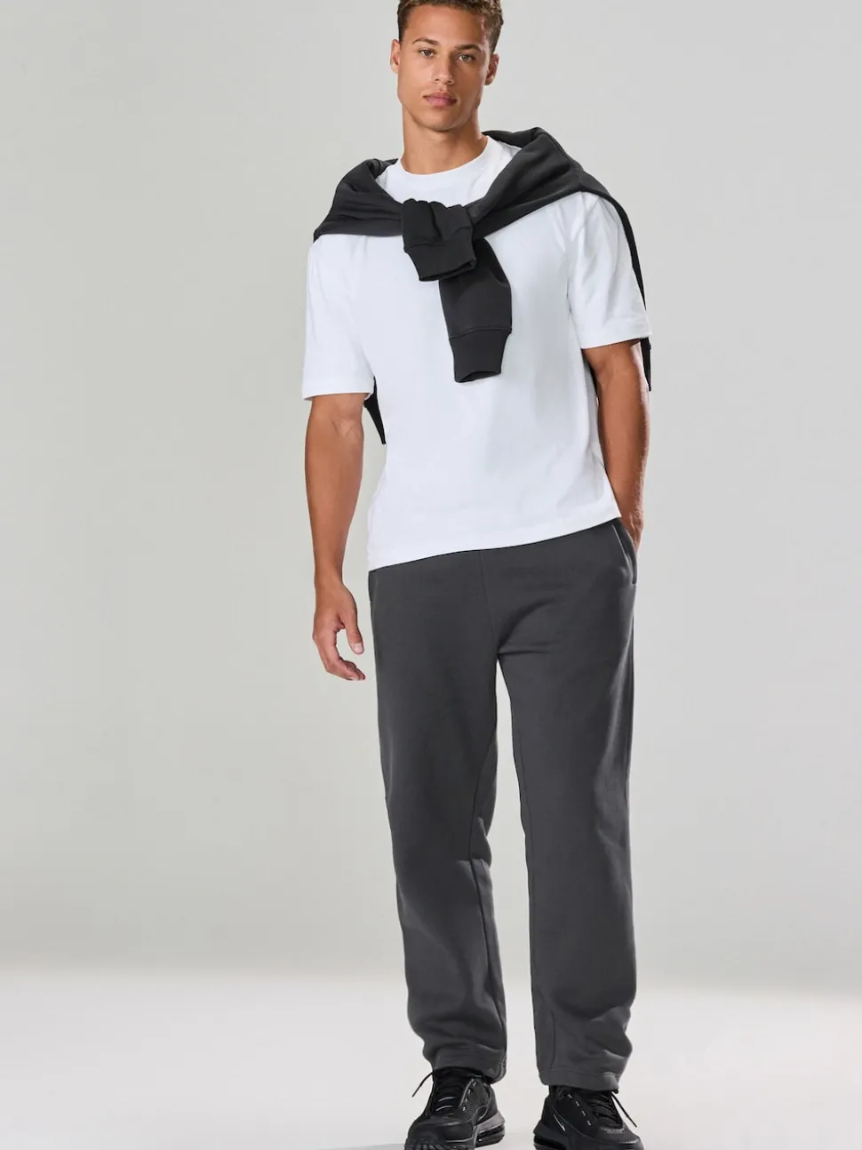 Slate Grey Straight Fit Brushback Heavyweight Joggers