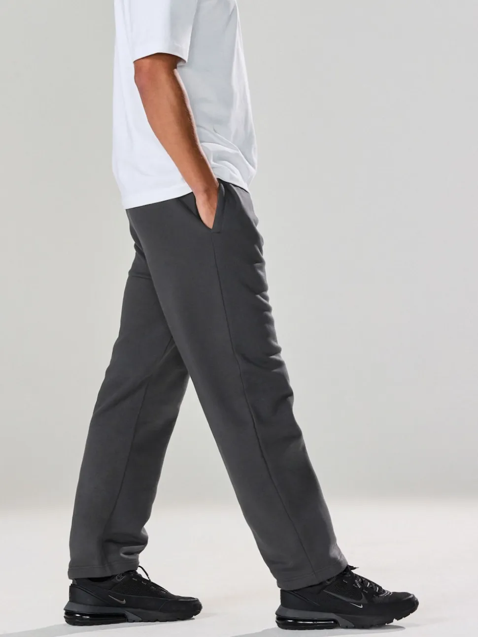Slate Grey Straight Fit Brushback Heavyweight Joggers