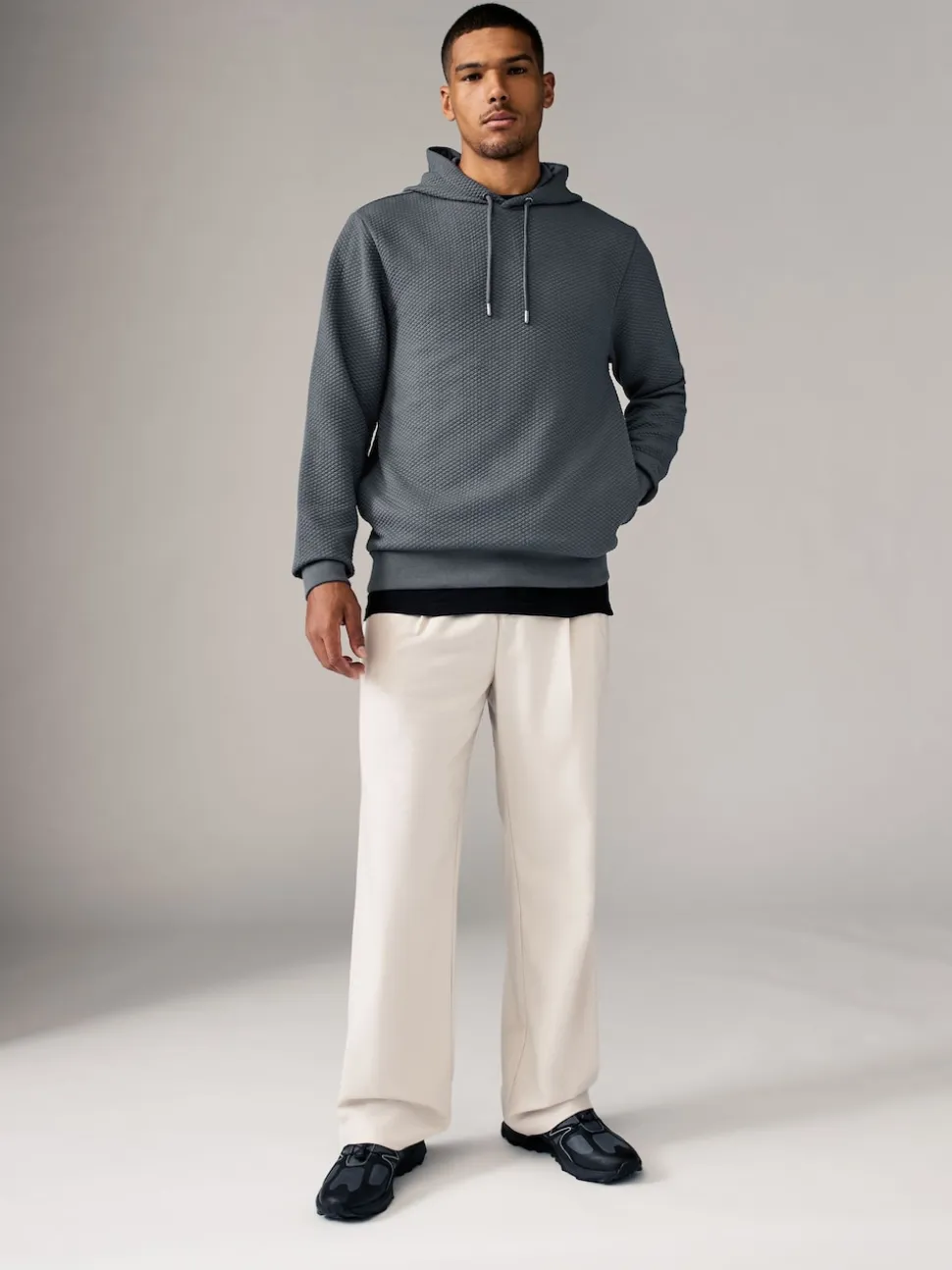 Slate Grey Textured Overhead Hoodie