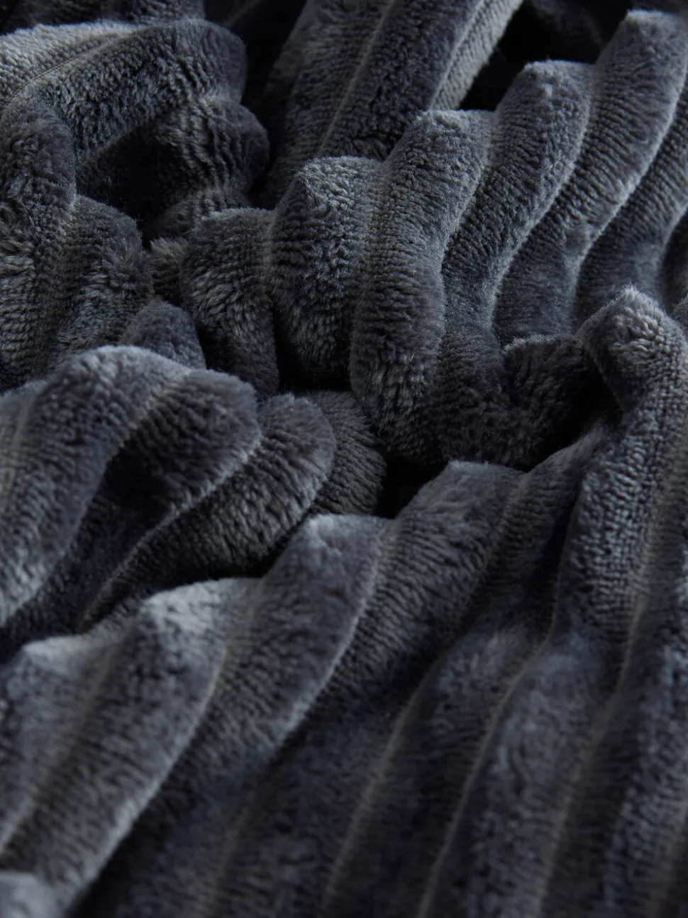Slate Grey Textured Ribbed Dressing Gown