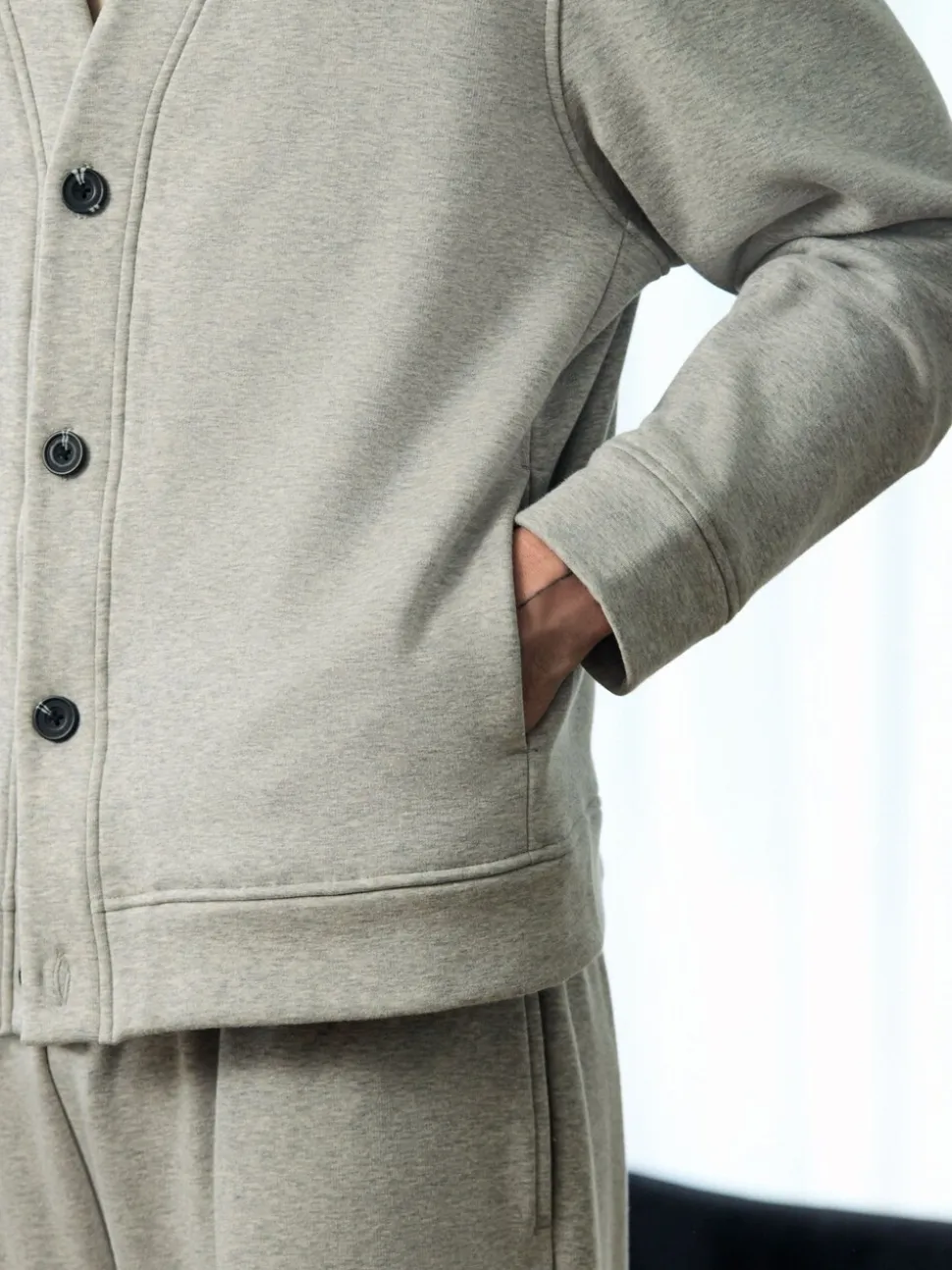 Slate Grey Velour Line Cardigan
