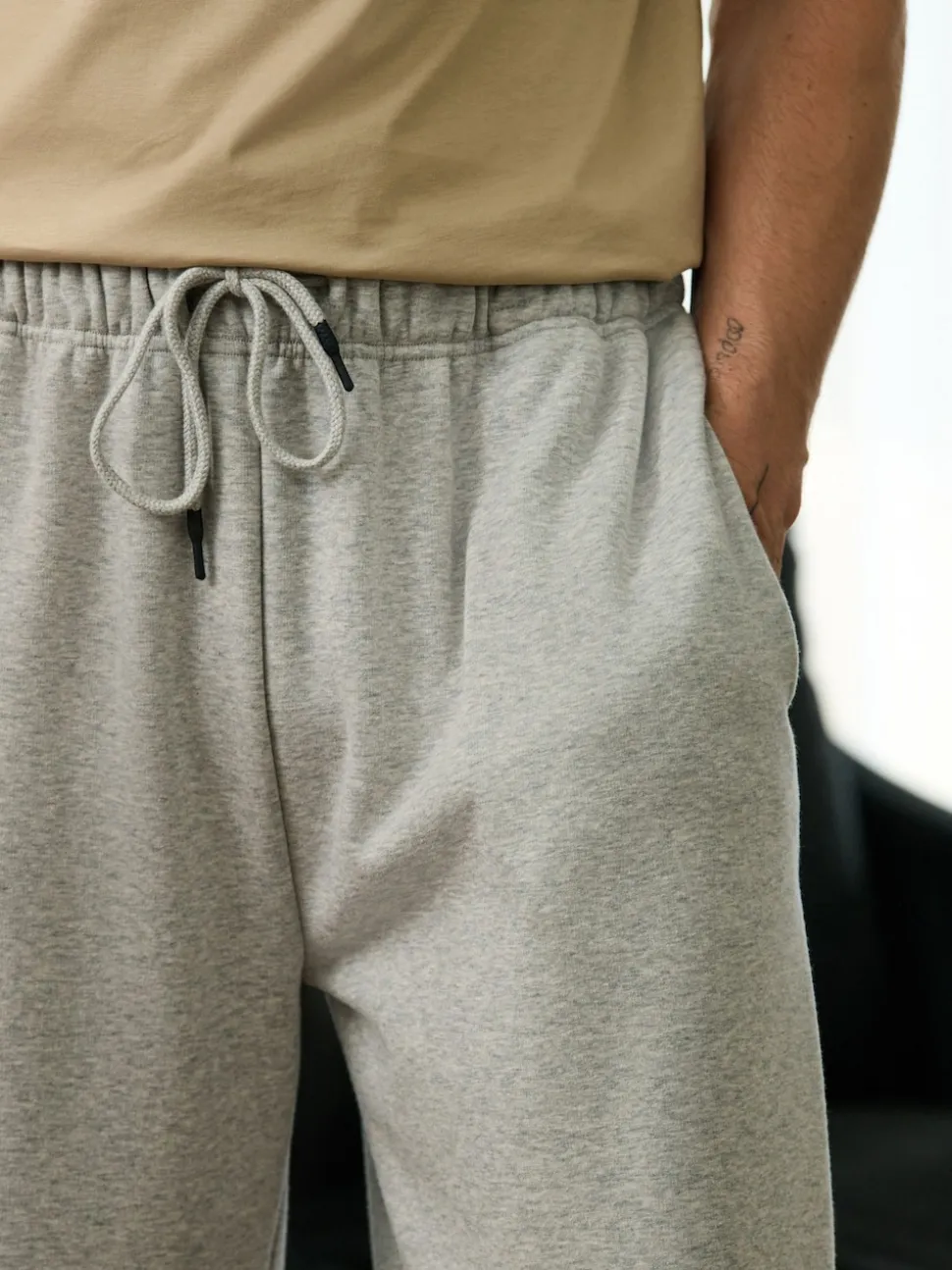 Slate Grey Velour Lined Open Hem Joggers