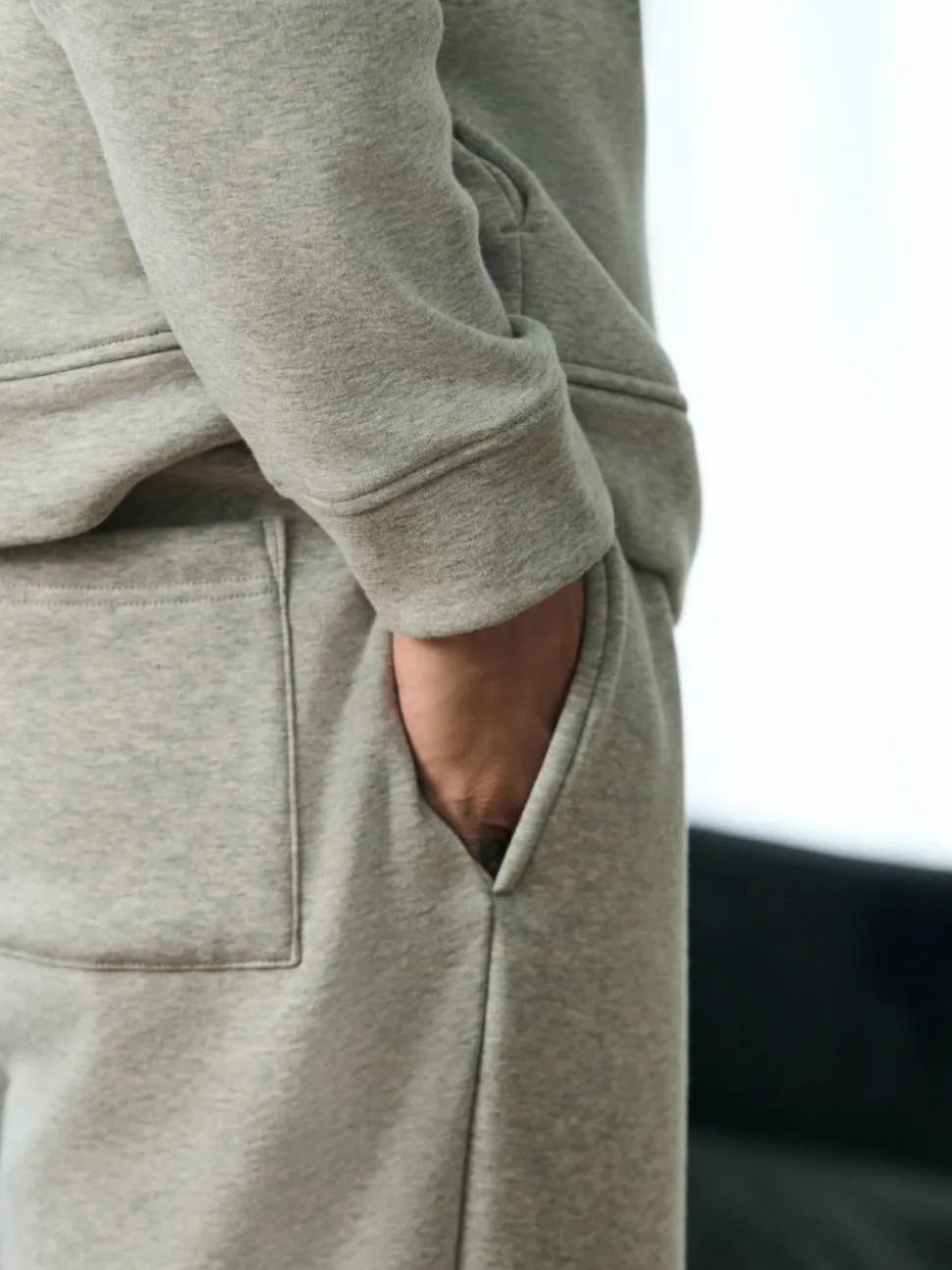 Slate Grey Velour Lined Open Hem Joggers
