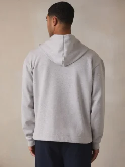Slate Grey Velour Lined Zip Through Hoodie