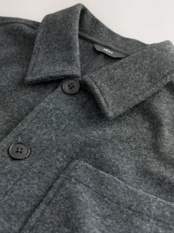 Slate Grey Wool Look Fleece Shacket