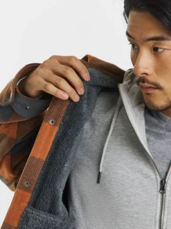 Snowdonia Orange Check Fleece Borg Lined Shirt