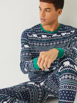 Society 8 Blue Matching Family Christmas Polar Fairisle Pyjamas Set