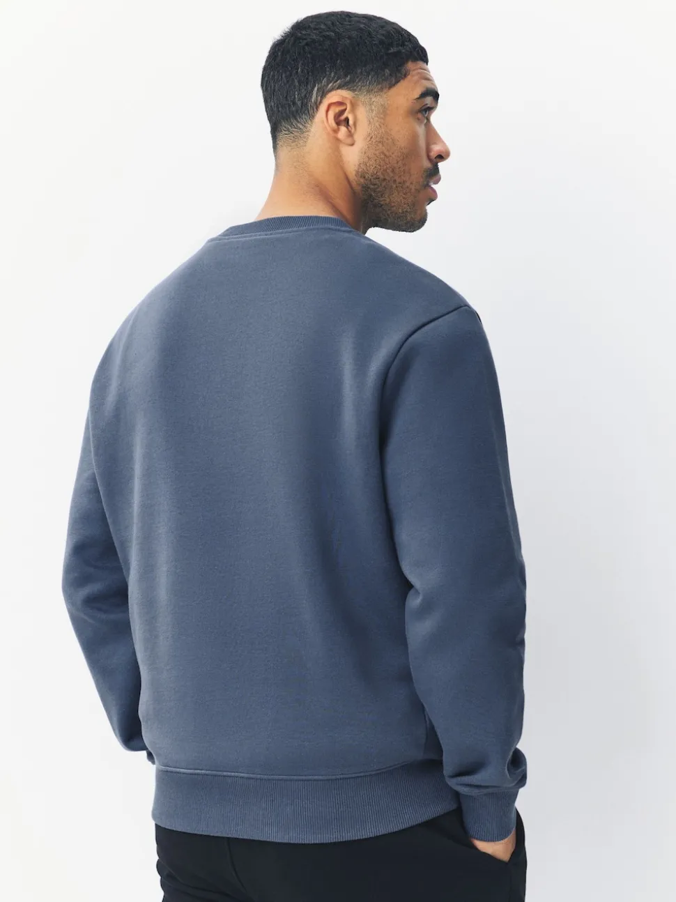 Steel Blue Regular Fit Heavyweight Cotton Rich Crew Neck Sweatshirt