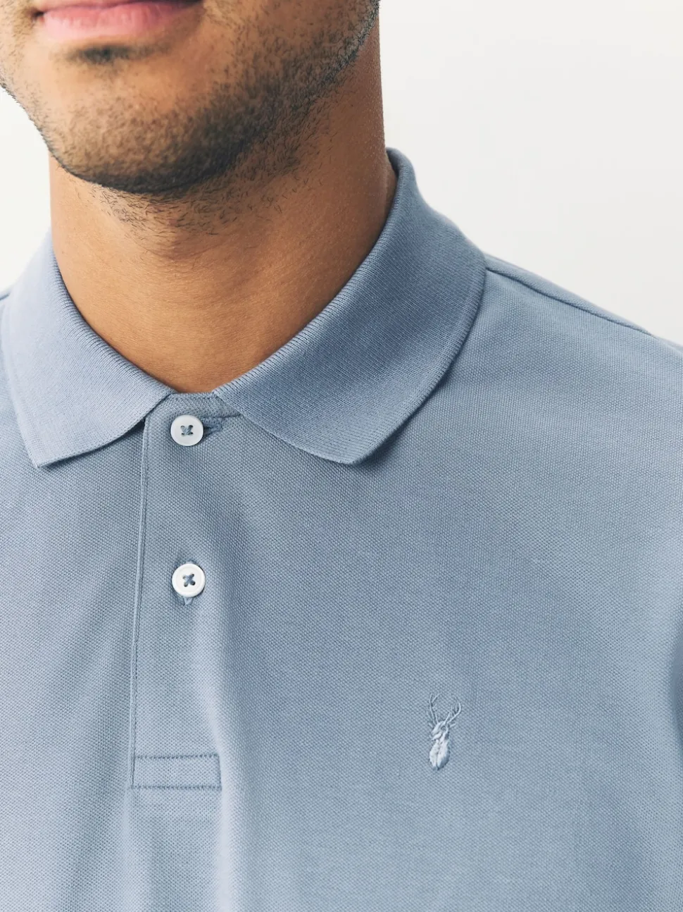 Steel Blue Regular Fit Short Sleeve Pique Polo Shirt