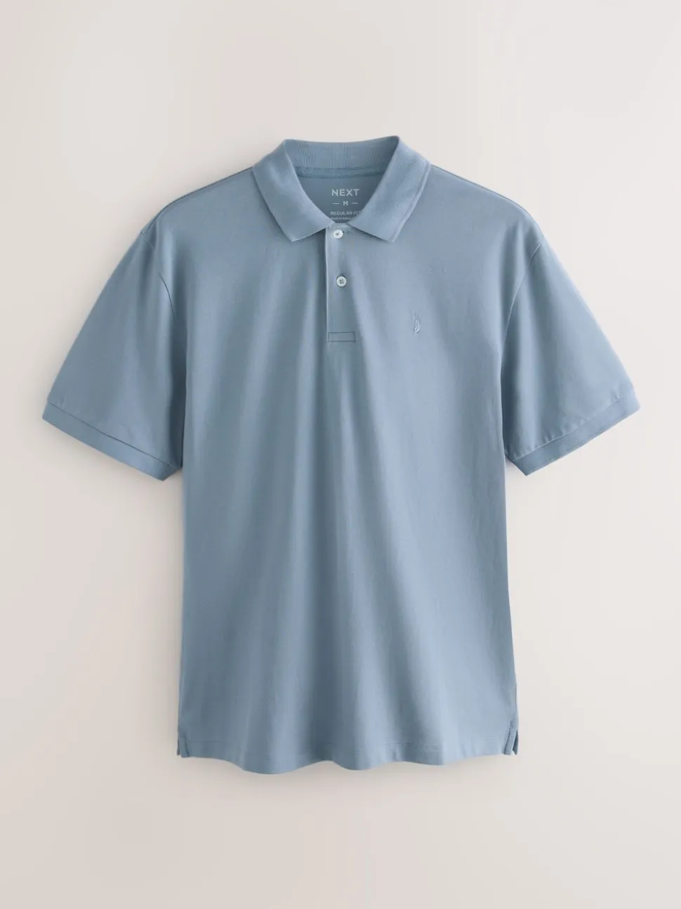 Steel Blue Regular Fit Short Sleeve Pique Polo Shirt