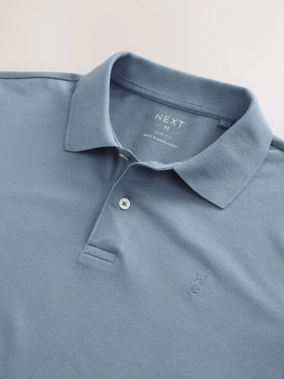 Steel Blue Slim Fit Short Sleeve Pique Polo Shirt