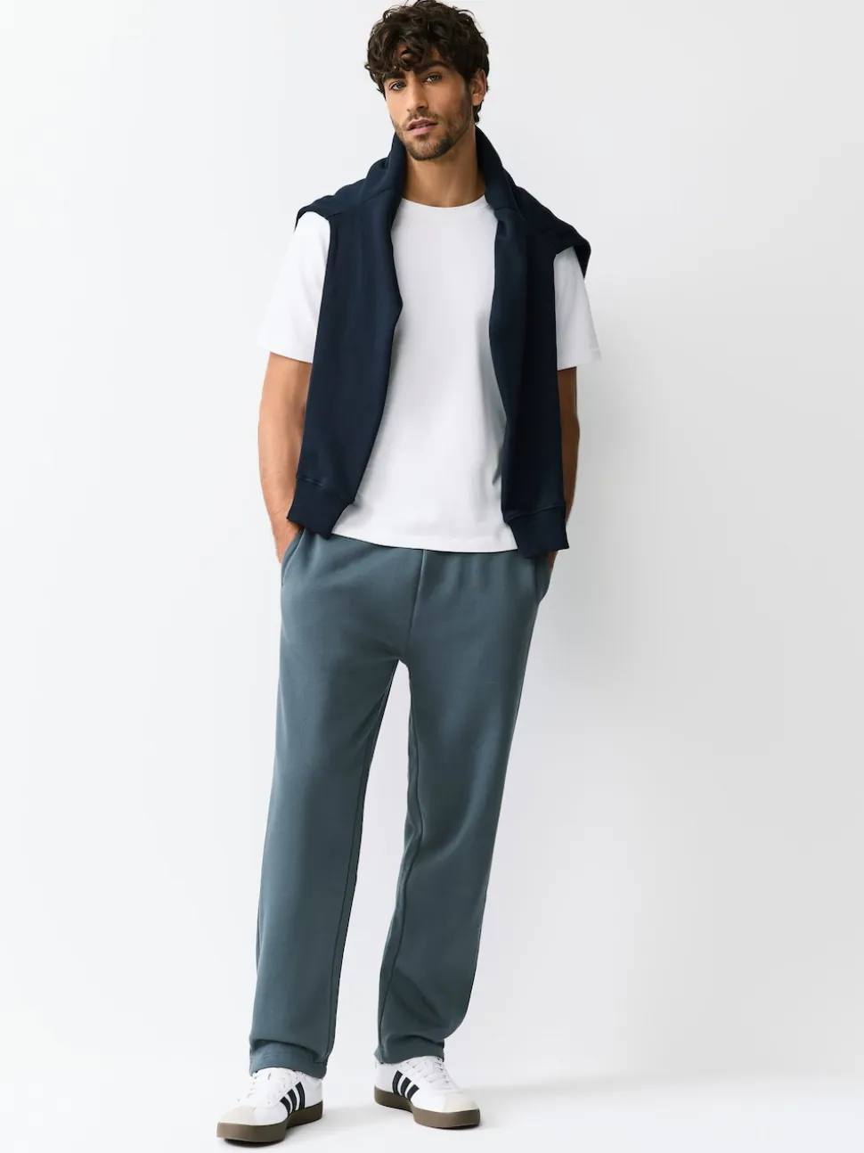 Steel Blue Straight Fit Brushback Heavyweight Joggers