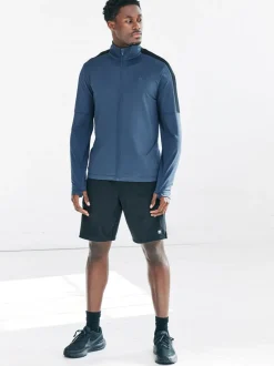 Steel Blue Zip Through Active Training Top