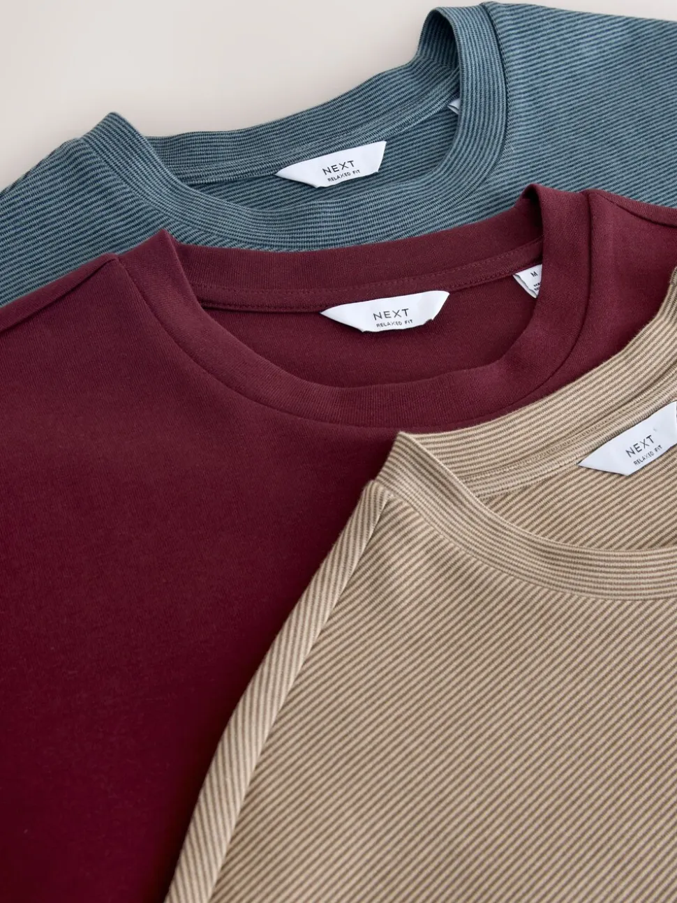 Stone / Burgundy Red / Blue Smart Soft Touch Heavyweight T-Shirts 3 Pack