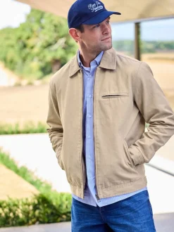 Stone Canvas Worker Jacket with Corduroy Collar