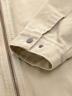 Stone Canvas Worker Jacket with Corduroy Collar