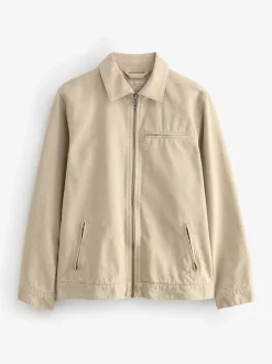 Stone Canvas Worker Jacket with Corduroy Collar