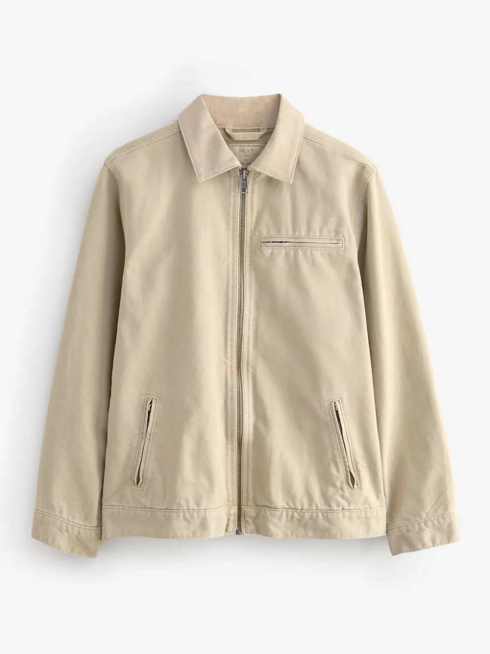Stone Canvas Worker Jacket with Corduroy Collar