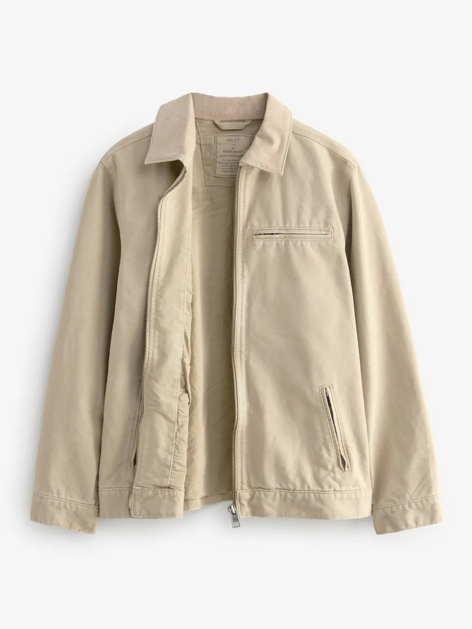 Stone Canvas Worker Jacket with Corduroy Collar