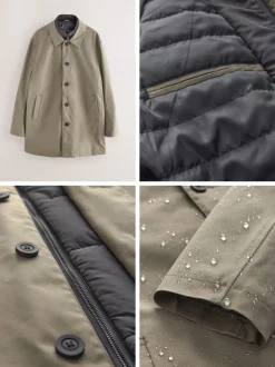 Stone Cream Shower Resistant Padded Funnel Neck Coat