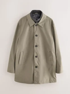 Stone Cream Shower Resistant Padded Funnel Neck Coat