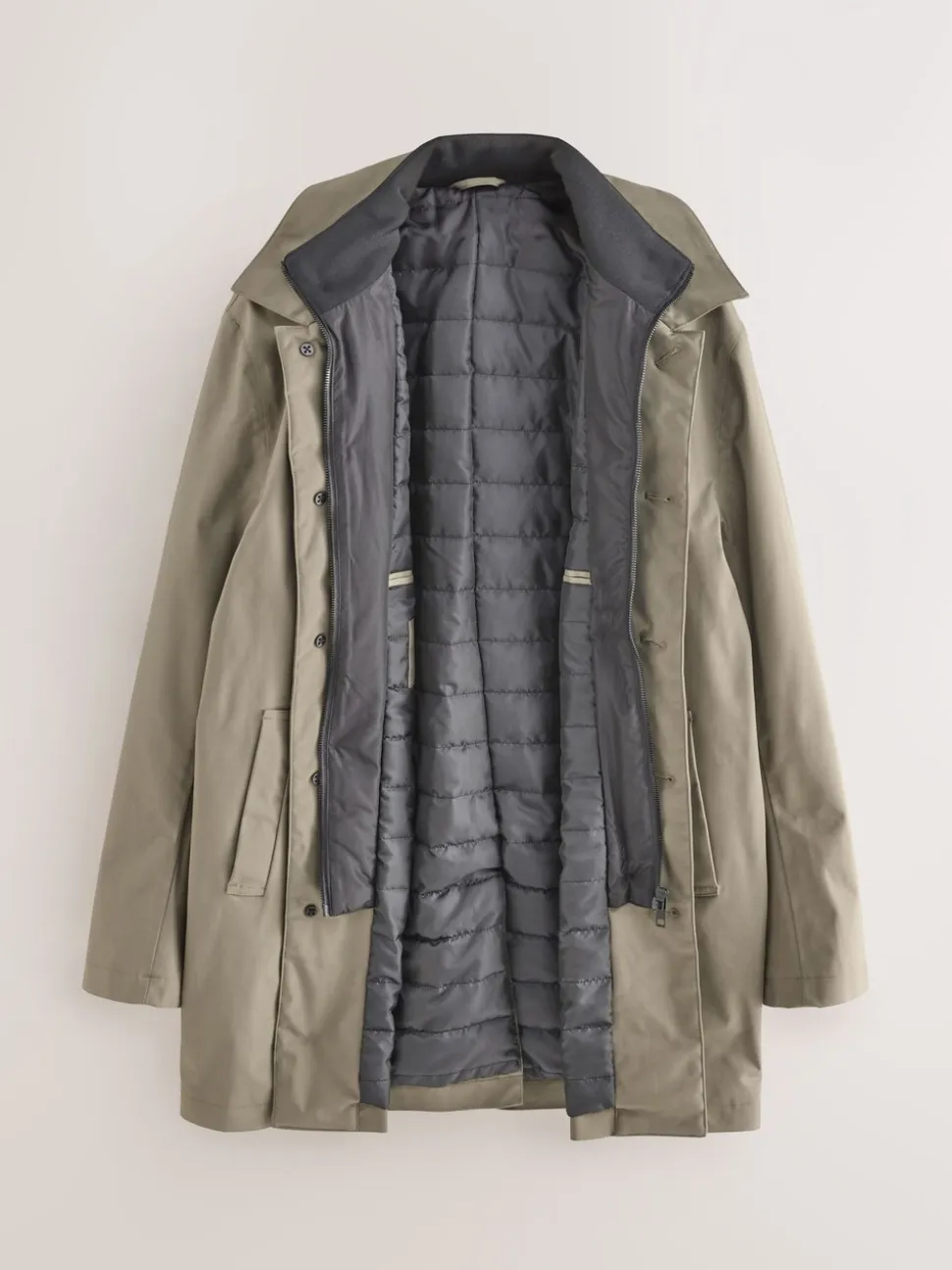 Stone Cream Shower Resistant Padded Funnel Neck Coat
