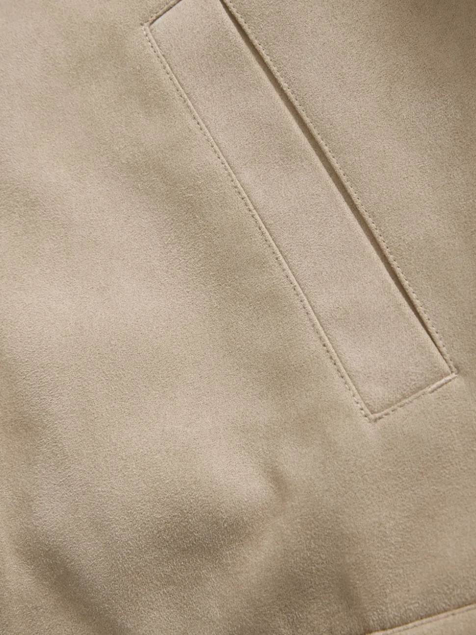 Stone Faux Suede Borg Lined Trucker Jacket