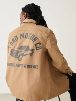 Stone License Ford Back Print Canvas Shacket
