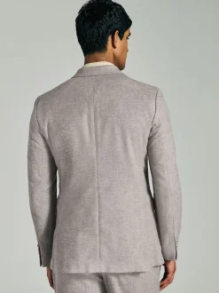 Stone Linen Blend Texture Suit Jacket