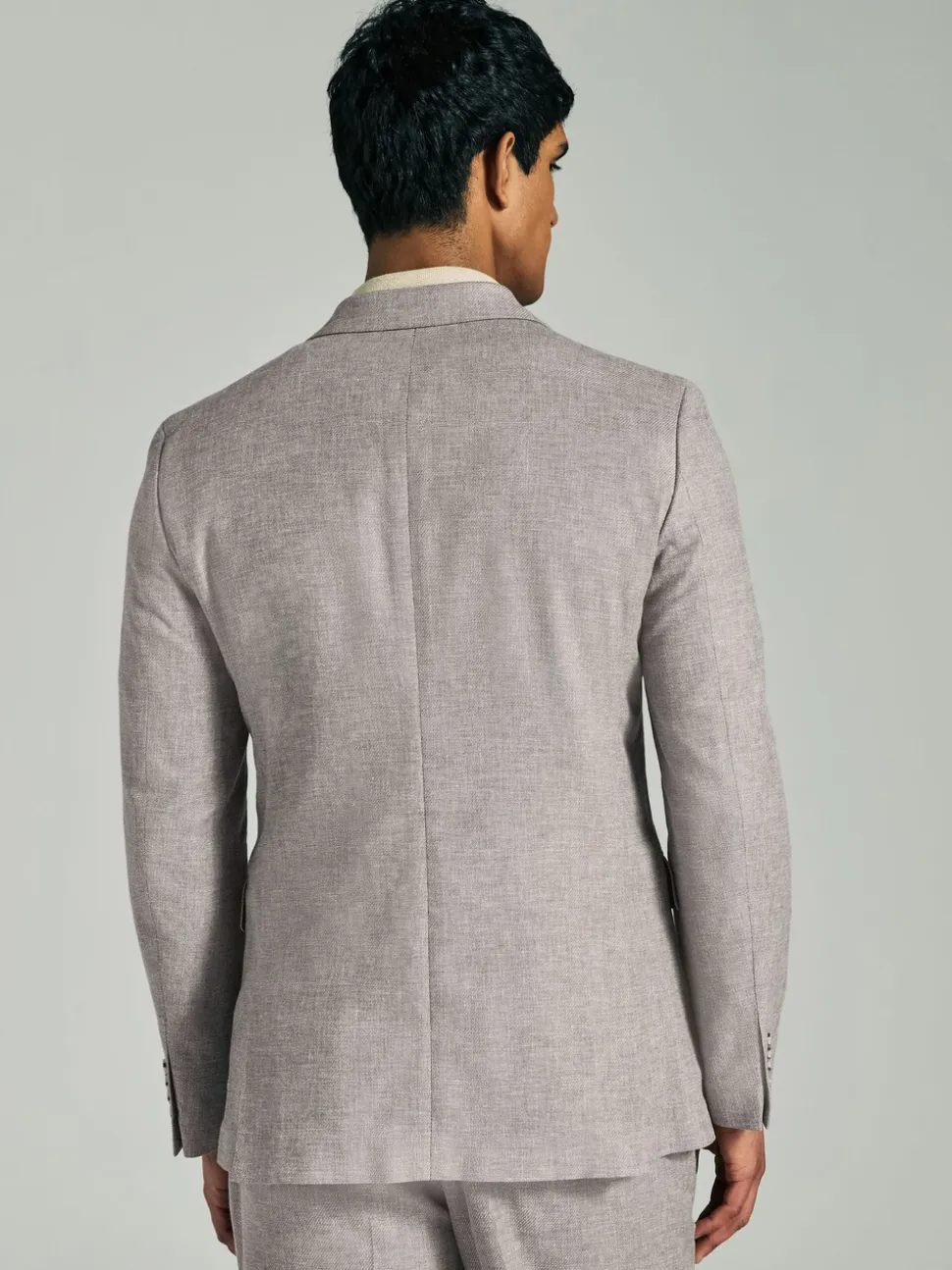 Stone Linen Blend Texture Suit Jacket