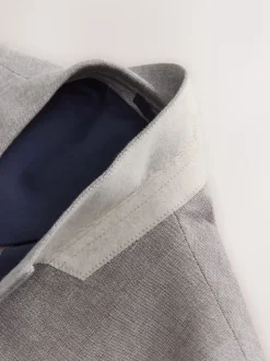 Stone Linen Blend Texture Suit Jacket