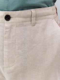 Stone Linen Rich Elasticated Waist Chino Shorts