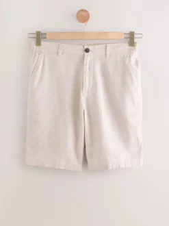 Stone Linen Rich Elasticated Waist Chino Shorts