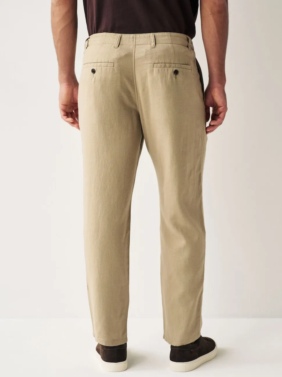 Stone Natural Linen Viscose Drawstring Trousers