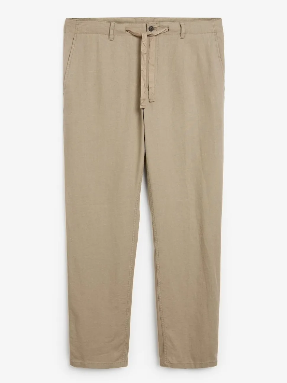 Stone Natural Linen Viscose Drawstring Trousers