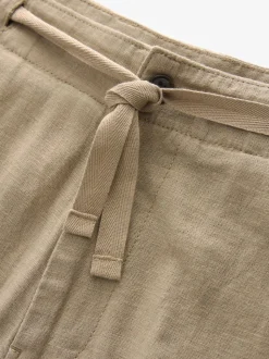 Stone Natural Linen Viscose Drawstring Trousers
