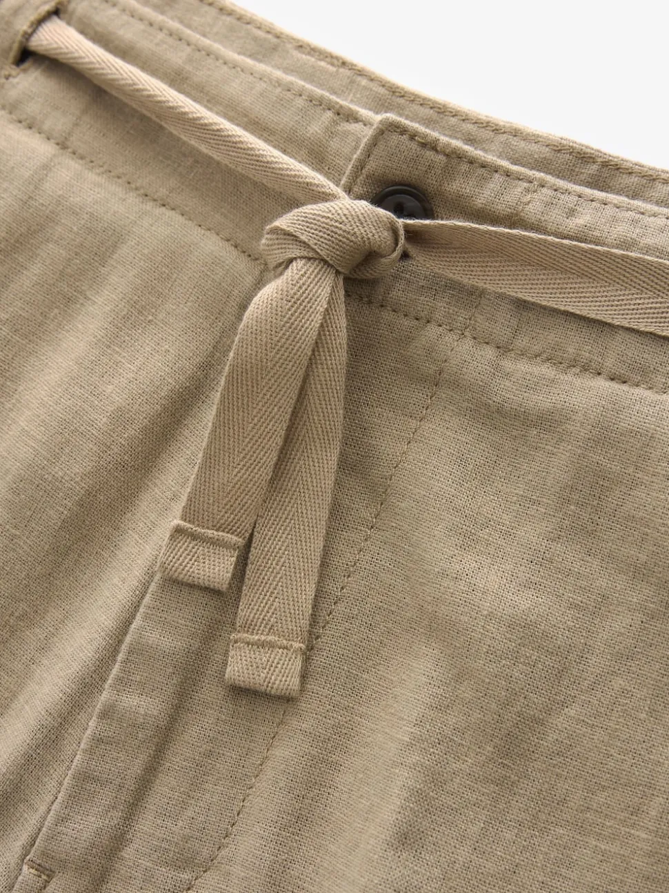 Stone Natural Linen Viscose Drawstring Trousers
