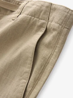 Stone Natural Linen Viscose Drawstring Trousers