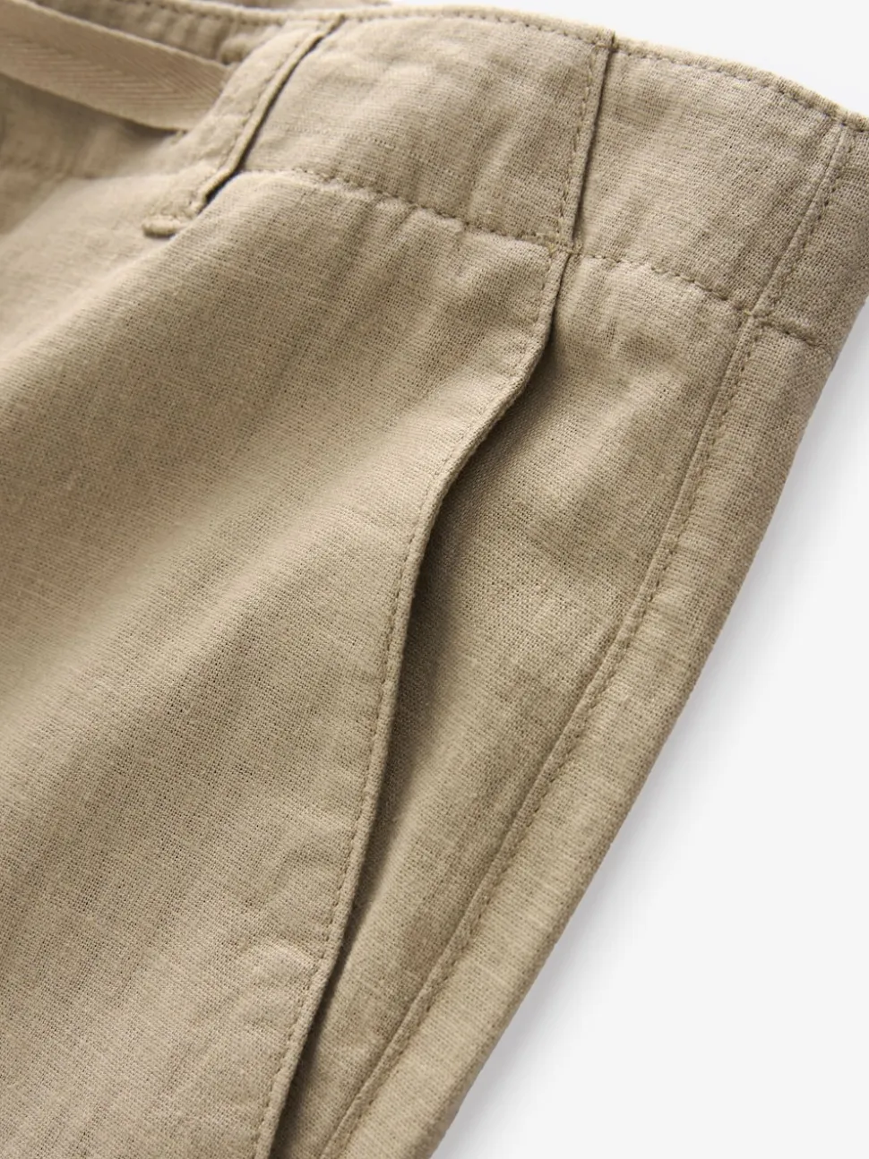 Stone Natural Linen Viscose Drawstring Trousers