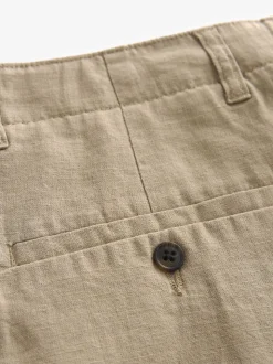 Stone Natural Linen Viscose Drawstring Trousers