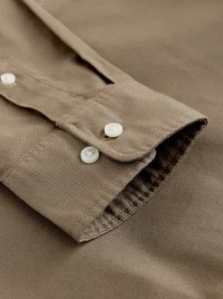 Stone Natural Regular Fit Long Sleeve Oxford Shirt