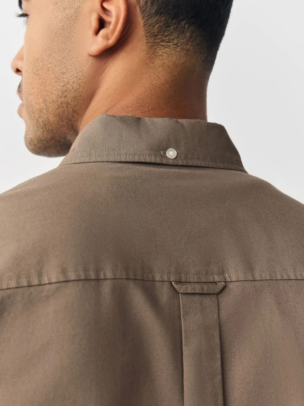 Stone Natural Regular Fit Short Sleeve Oxford Shirt