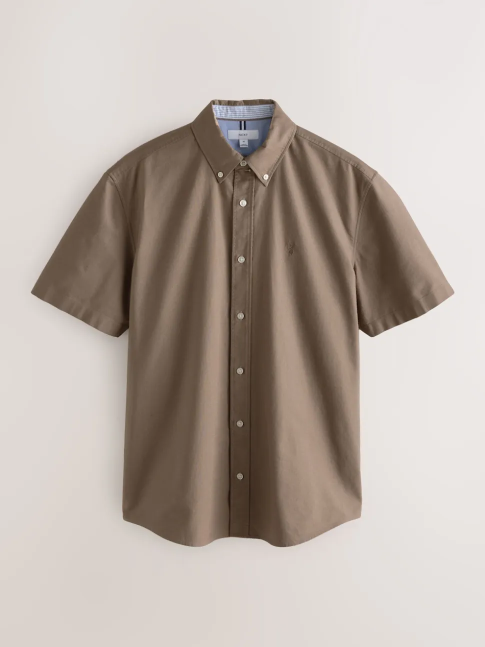 Stone Natural Regular Fit Short Sleeve Oxford Shirt